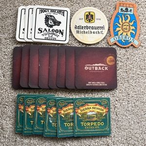 Lot of 19 Bar Mats Drink Coasters HOG's Breath Sierra Nevada OUTBACK BELL's